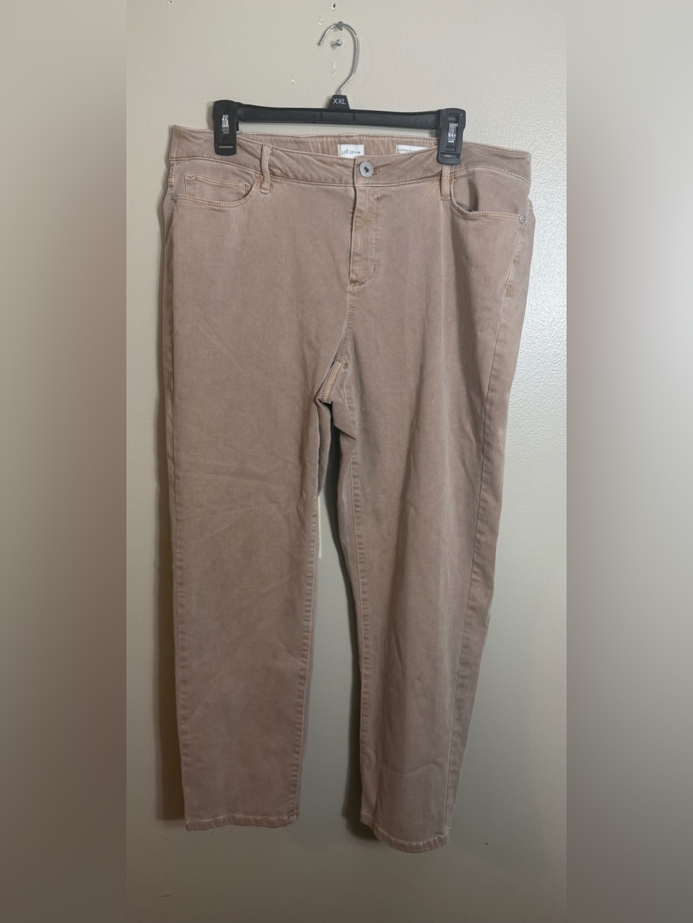 J.Jill Denim Boyfriend Straight Leg Ankle Jeans 16P Taupe Beige Petite
